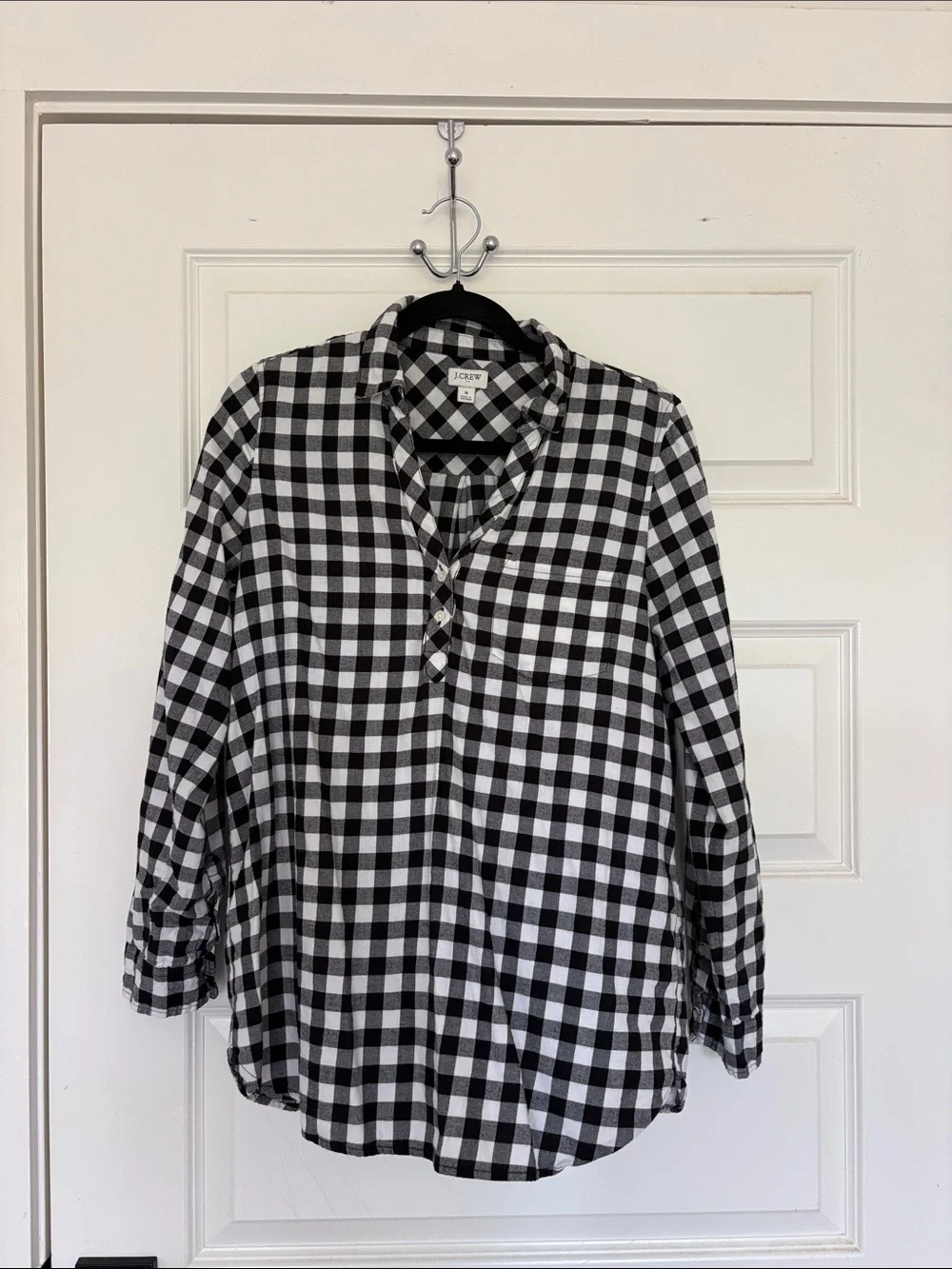 J. Crew Black and White Flannel Check Button-Down Casual Shirt